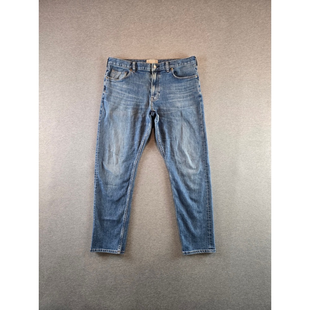 Everlane Selvedge Slim Fit Jeans Mens 36x31 Blue Mid Wash Organic Cotton Stretch - Picture 2 of 14